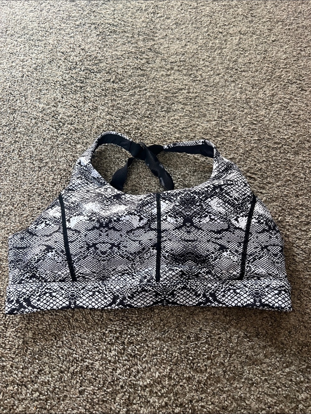 Zyia snake print black and white sports bra